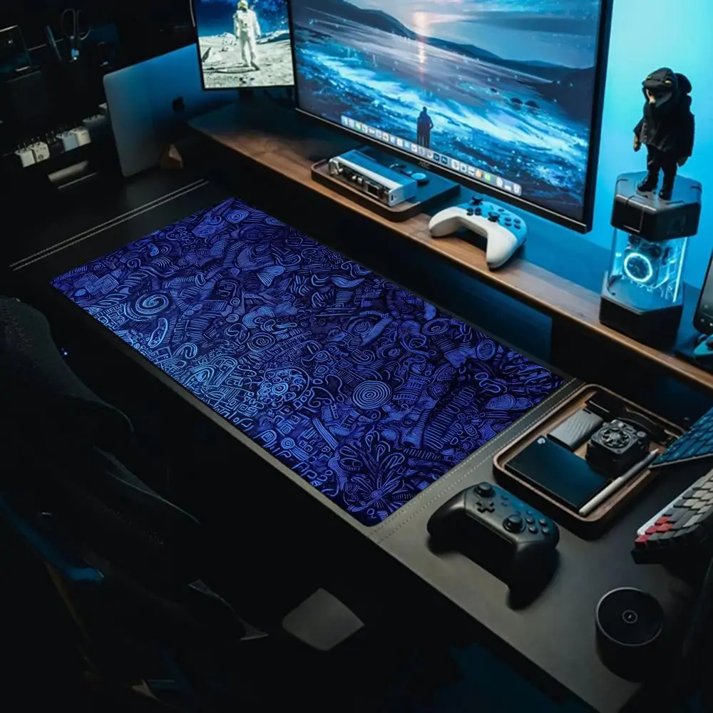 

Blue psychedelic texture mouse pad large table mat non-slip and dirt-resistant