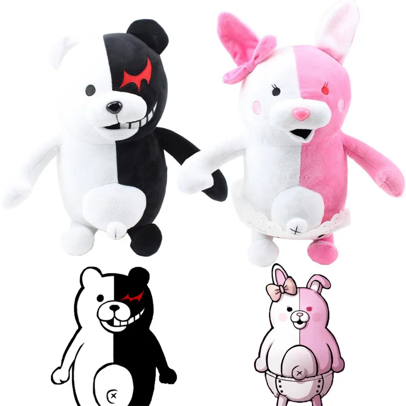 

1/2pcs Dangan Ronpa Plush Toy Super Danganronpa Monokuma Black&White Bear Monomi Rabbite Stuffed Animal Soft Kids Gift 25cm 40cm