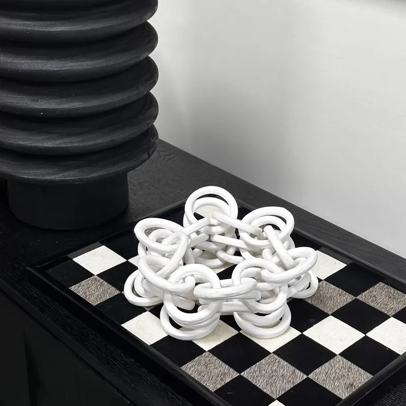 Handmade ceramic chain geometric wrapping decorative arts niche design ornament