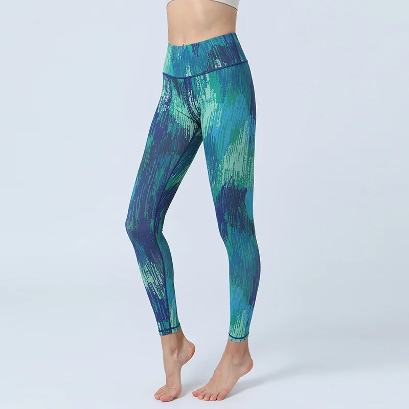 New Yoga Pants Bottom Color Cloth Printed Bottom Pants Skinny High Waisted Hip Lifting Sports Fitness Pants