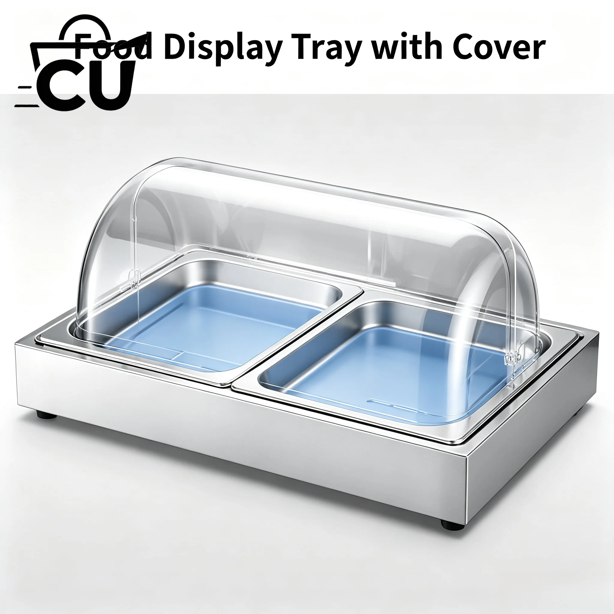 Commercial Chilled Food Display Table, Refrigerated Seafood Buffet Counter Fresh-Keeping Ice Table for Hotel Catering Restaurant