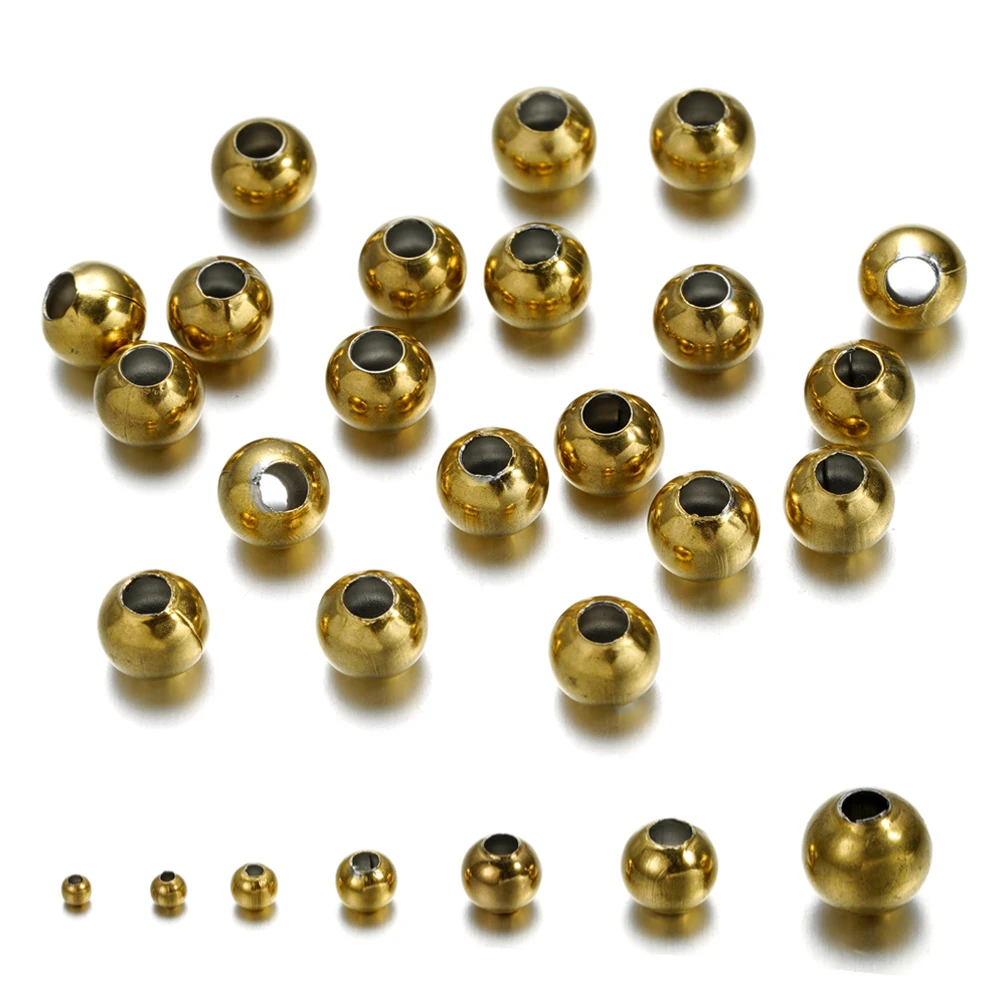 20-300Pcs 2-8mm Stainless Steel Gold Color Spacer Beads Charm Loose Bead for DIY Bracelets Necklace Jewelry Making Supplies