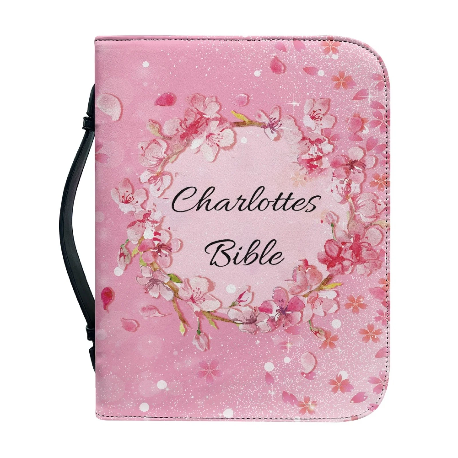 XIXIRIMIDO Pink Cherry Blossom Print New Trend Bible Book Covers for Unisex Portable Bible Carrying Case