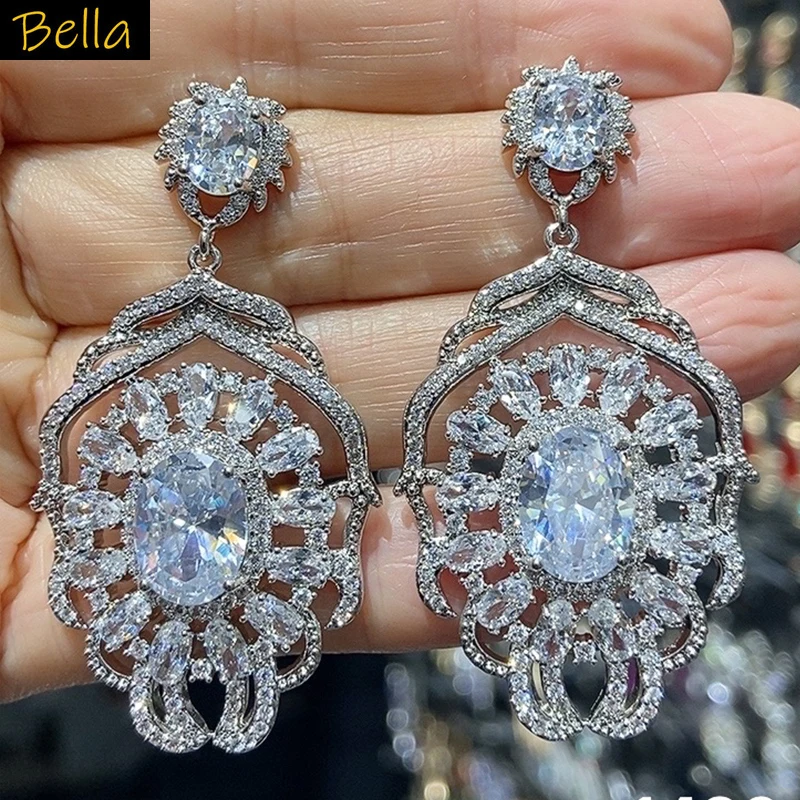 

54 patters white zircon silver color earrings collections women wedding party dangling earrings shiny jewelry anniversary gift