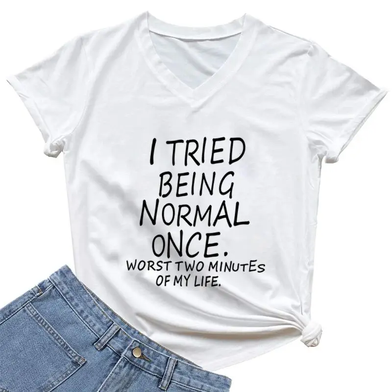 Danqiyoyo New Arrival Men Clothes I Tried Being Normal Once Worst Two Minutes of My Life' Funny Man T-Shirt 27402