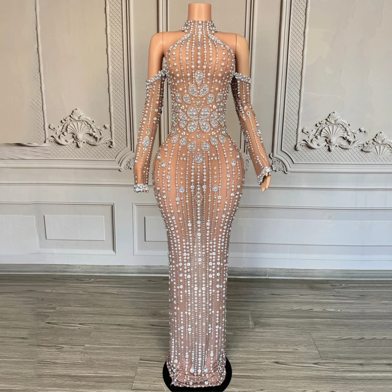 

Модные жемчужные стразы, вечерние платья для выпускного вечера, женское праздничное праздничное платье, праздничное платье, наряд для выступления на сцене XS10590