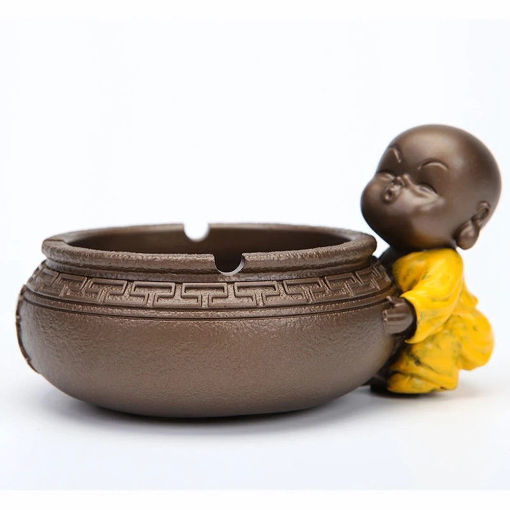 

Creative Little Monk Ashtray Cartoon Girl Ins Style Home Living Room Personalized Trend Decoration Figurines Statues Decor