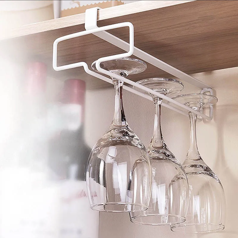 No Drilling Metal Wine Glass Holder - Stemware Rack for Under Cabinet Storage Kitchen Organization Kitchen/Bar Storage Supplies