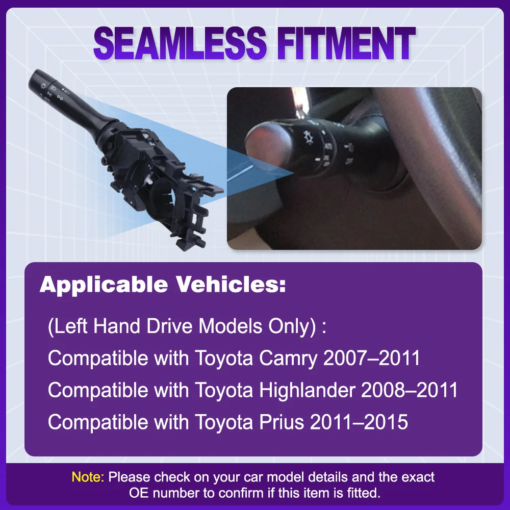 

Turn Signal Headlight Switch Replacement for Toyota Camry Highlander 2008-2011 Prius 2011-2015 84140-33211 84140-06400