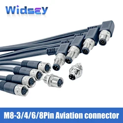 M8 Aviation Plug 3pin 4pin 6pin 8pin Sensor Straight/elbow Head 2 Meters Connector m8 Injection Molding Male Female Waterproof