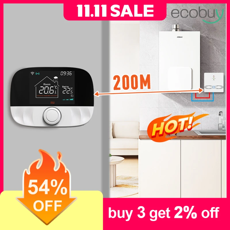 Tuya – Thermostat sans fil Wifi pour maison intelligente, pour chaudière à gaz, connecté Wifi, régulateur de température intelligent, Alexa Google