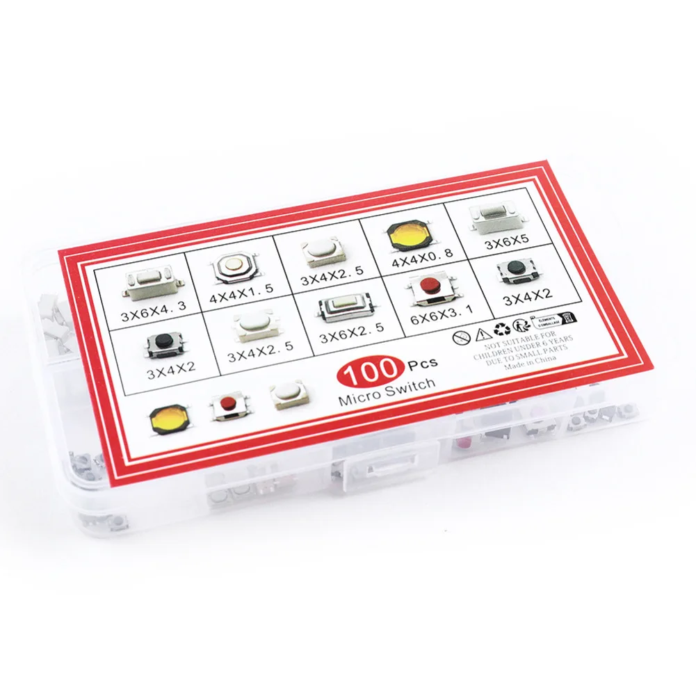 250pcs Car Touch Metal Pushbutton Switch Buttons Set with 10 Specifications for TV Audio Printer and Electronics Repair