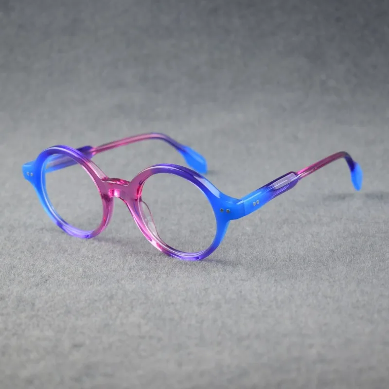 Colorful Round Acetate Personality Eyeglasses Frame Women's Fashion Designer Brand Optical Reading Prescription Glasses for Men