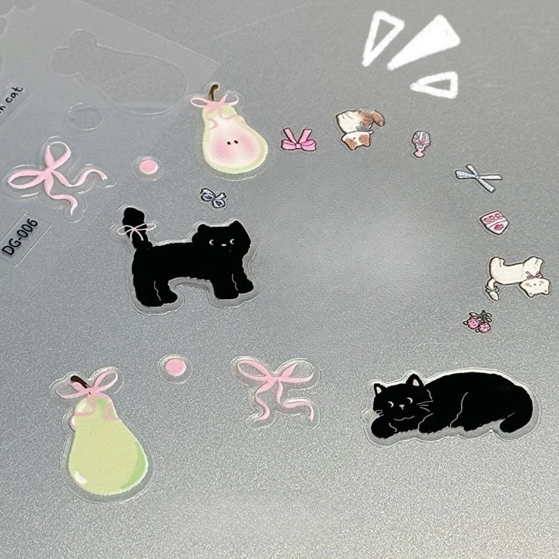 1pc Balletstijl Kat Tablet Sticker Driedimensionale Leuke Naadloze Ccd Mobiele Telefoon Computer DIY Sticker