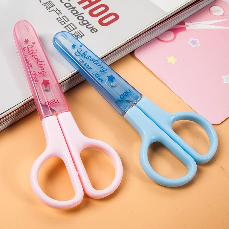 Student Scissors Stainless Steel Children's Handmade School Scissors Small Scissors with Protective Sleeves Aesthetic Stationery