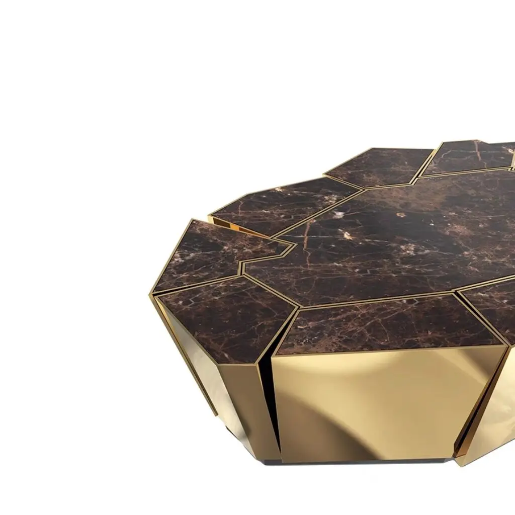 Minimalist Modern Creative Design Coffee Table for Living Room Villa Hotel Stainless Steel Marble Turtle Shell Coffee Table