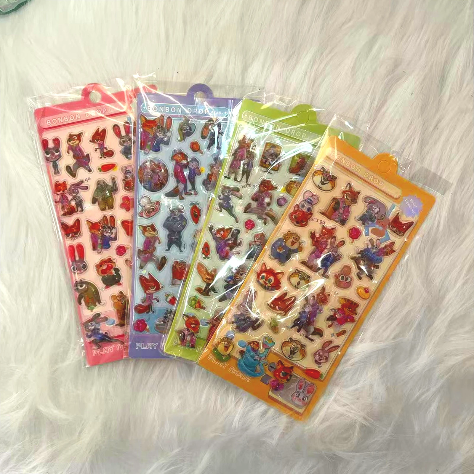 Zootopia Adesivi in cristallo stereoscopico con cartoni animati 3D in rilievo - Adesivi decorativi per cancelleria per bambini