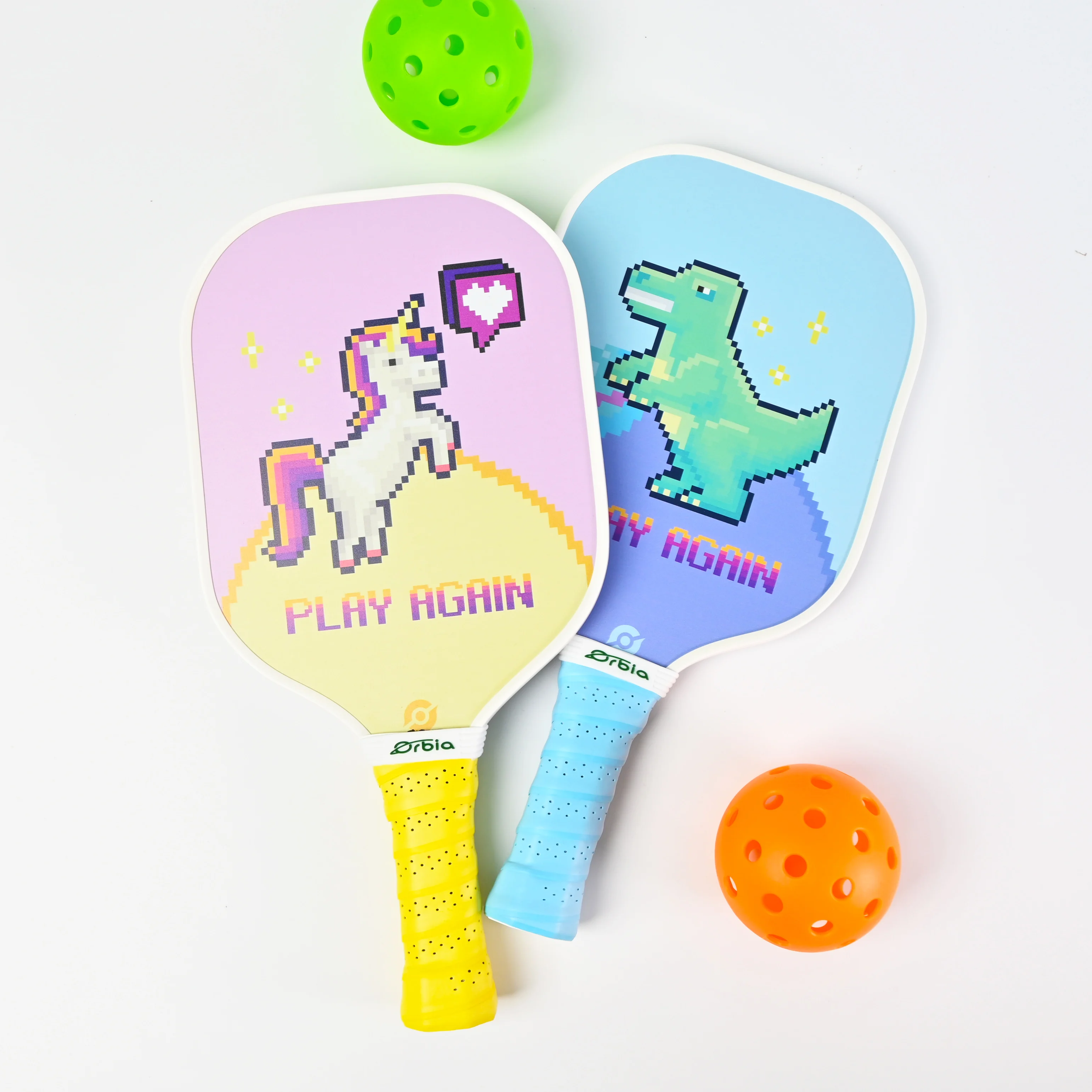 Orbia 스포츠 피클볼 패들, 2 유리 섬유 패들, 4 피클볼, PP 벌집 코어 라켓, 어린이 선물 키트