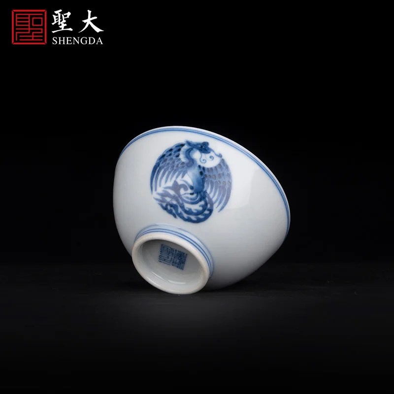 |blue and white ball grain masters cup high-grade pure manual hand-painted porcelain kung fu tea sample tea cup