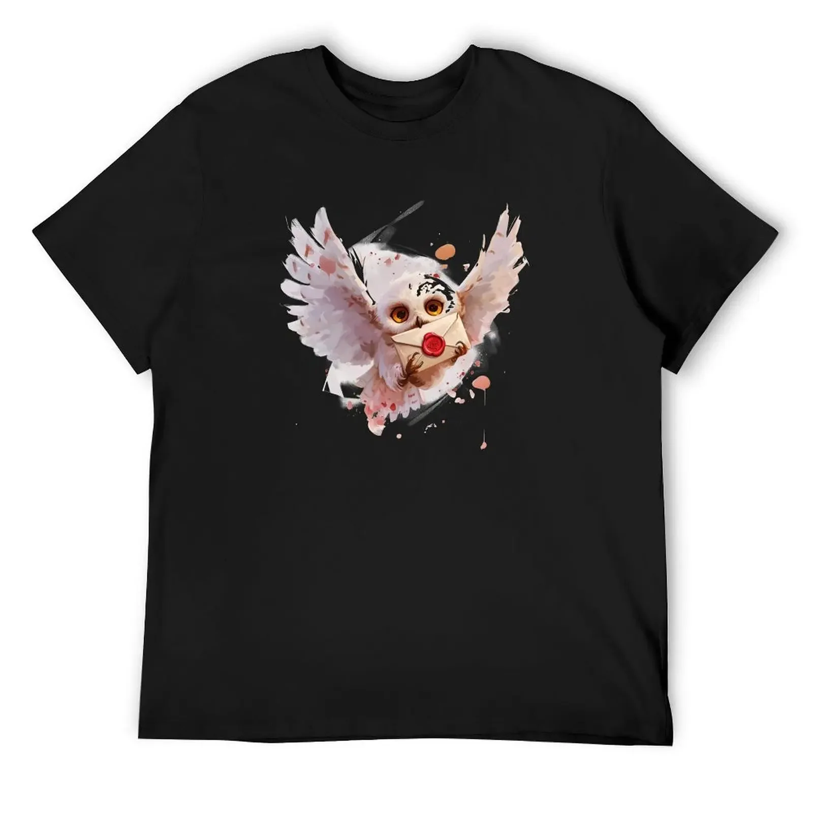 A Snowy Owl Brings a Sealed Message - Fantasy T-Shirt street wear shirts graphic hippie clothes tshirts for men