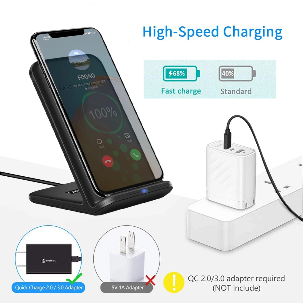 DCAE Wireless Charger Phone Holder Stand For iPhone 16 15 14 13 12 Pro XS XR 8 15W Fast Charging Station for Samsung S24 S23 S22