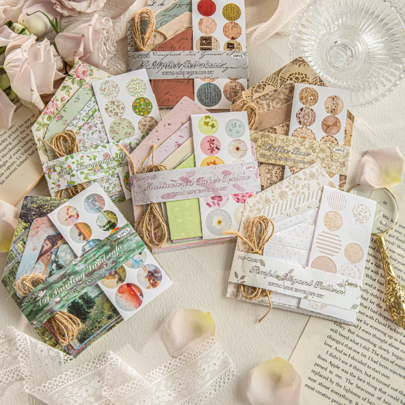 Mr.Paper Elfenbein Mini Kleines Umschlag-Set, Versandzeit-Sammlung, Scrapbooking-Aufkleber, Schreibwaren, Geschenk für Studenten