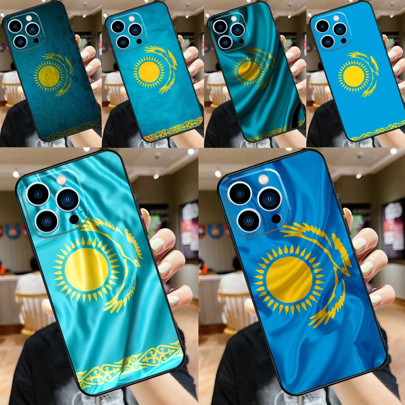 Kazakhstan Flag Phone Case For iPhone 16 15 Pro Max 14 11 13 12 Mini 7 8 Plus X XR XS Max Cover