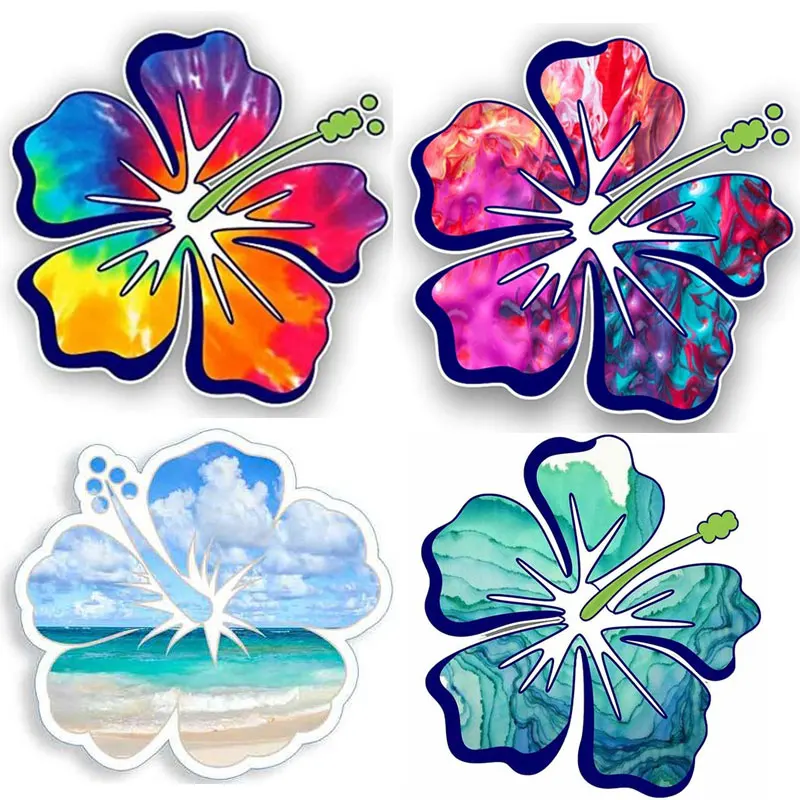 Hibiscus Flower Sticker Hawaii Sun Flower Kids Room Flower Shop Wall Sticker Motorcycle Refrigerator Helmet Laptop Mug Decal