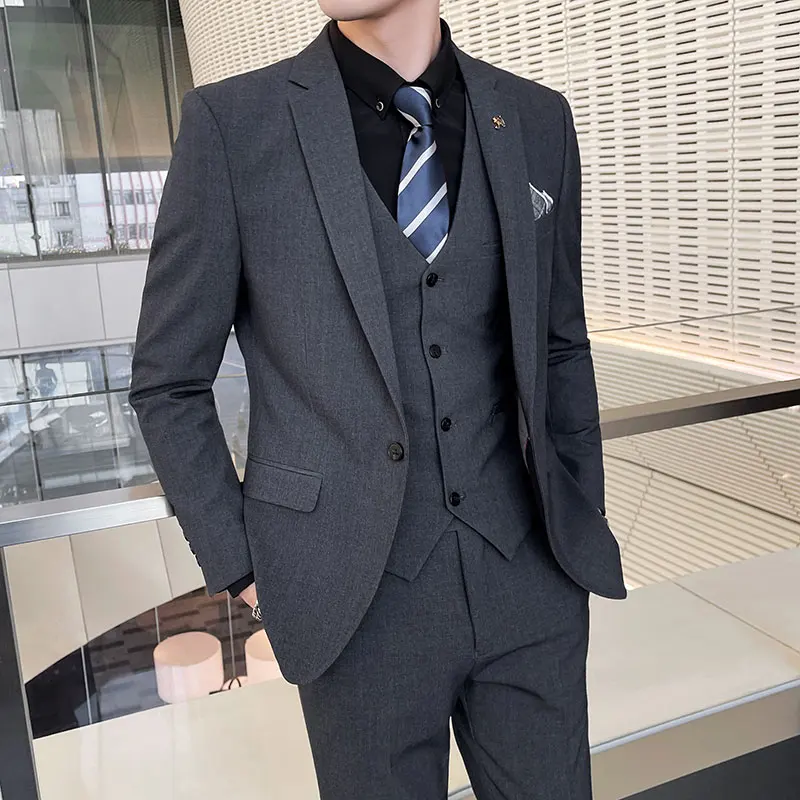 Blazer Pants and Vest Mens Casual Office Business Suit In tinta unita Plaid abito da sposa da sposo Party Tuxedo Stage Dance Suits