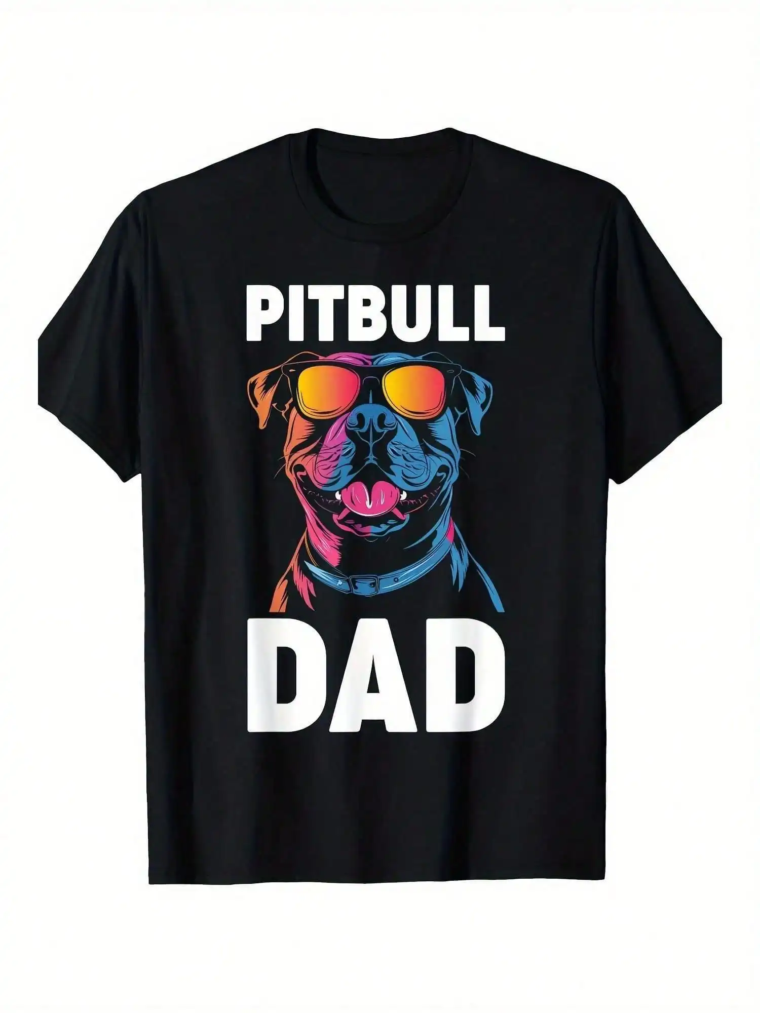 Men's Pitbull Dad Graphic T-Shirt - 100% Cotton, Short Sleeve, Crew Neck, Casual Fit, Machine Washable, Machine Washable Top,