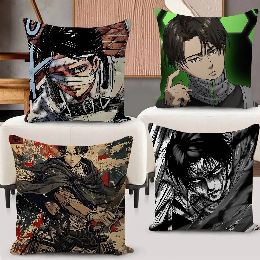 A-Attack On Titan Anime Levi Ackerman Pillow Case For Sofa Decor Car Office Room Printing Cushion Cover Decorations Protector