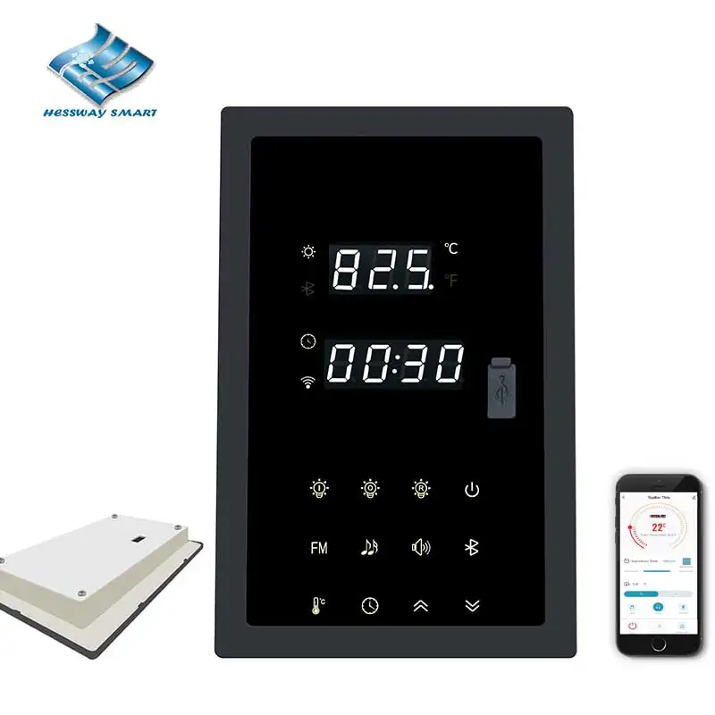 9KW WIFI Thermostat Panel for Multifunctional Sauna Stove,Light,Electrotherapy Device,Fan,Bluetooth,MP3 Suitable 110V 220V 380V