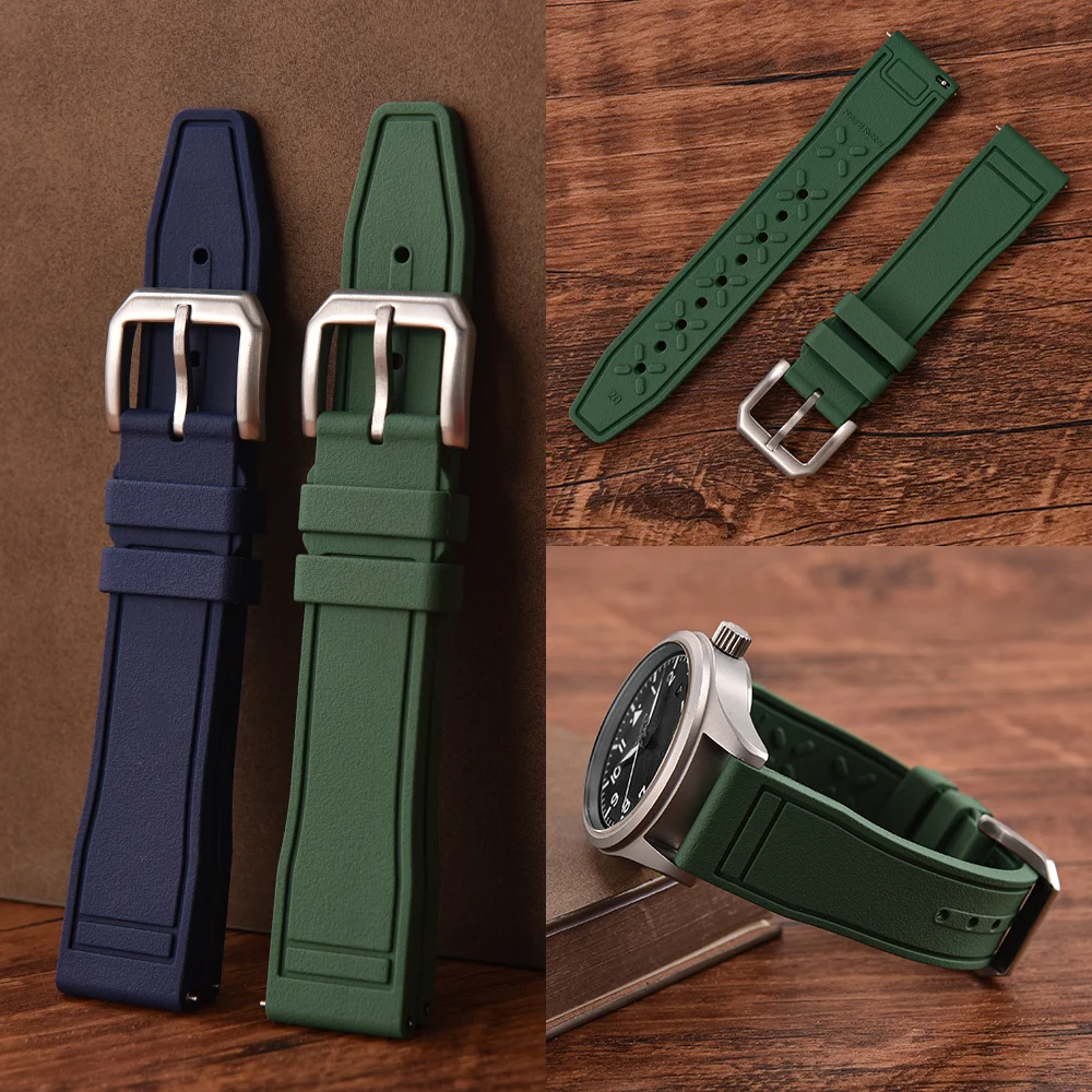 Waterproof Quick Release FKM Rubber Watch Bands 20mm 21mm 22mm for IWC PILOT Portugal Diving Wristband Fluoroelastomer Strap