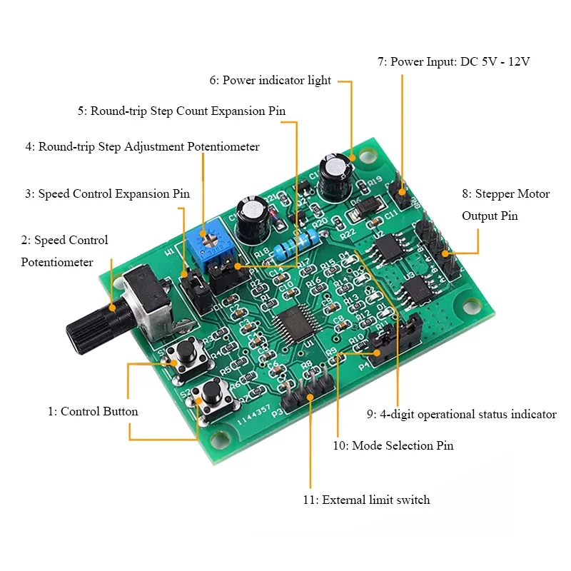 Multifunctional Stepper Motor Driver Board DC 5 - 12V Control Board 2-Phase 4-Wire / 4-Phase 5-Wire Reduced-Speed Stepper Motor