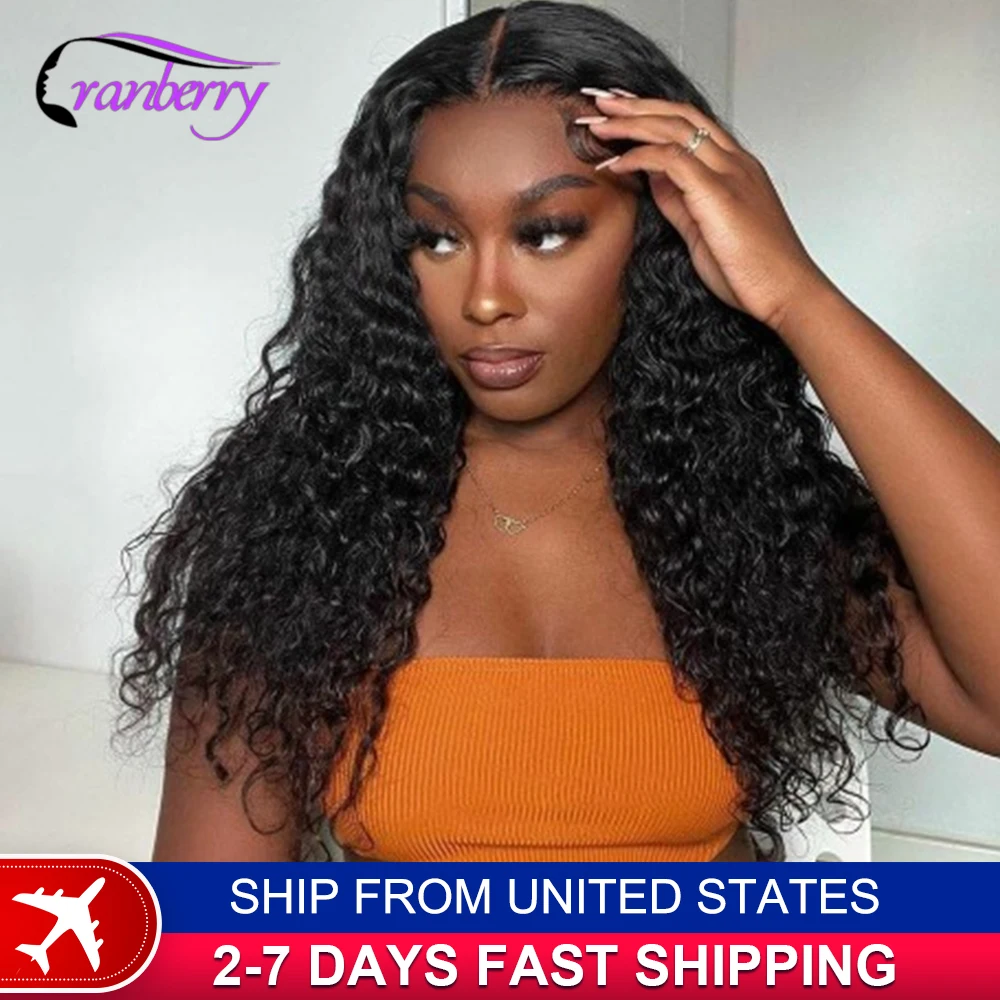 Remy Brazilian Deep Wave 4x4 Lace Closure Wig Pre Plucked Hairline 180% Density Cranberry Hair 100% Human Hair Wigs For Women