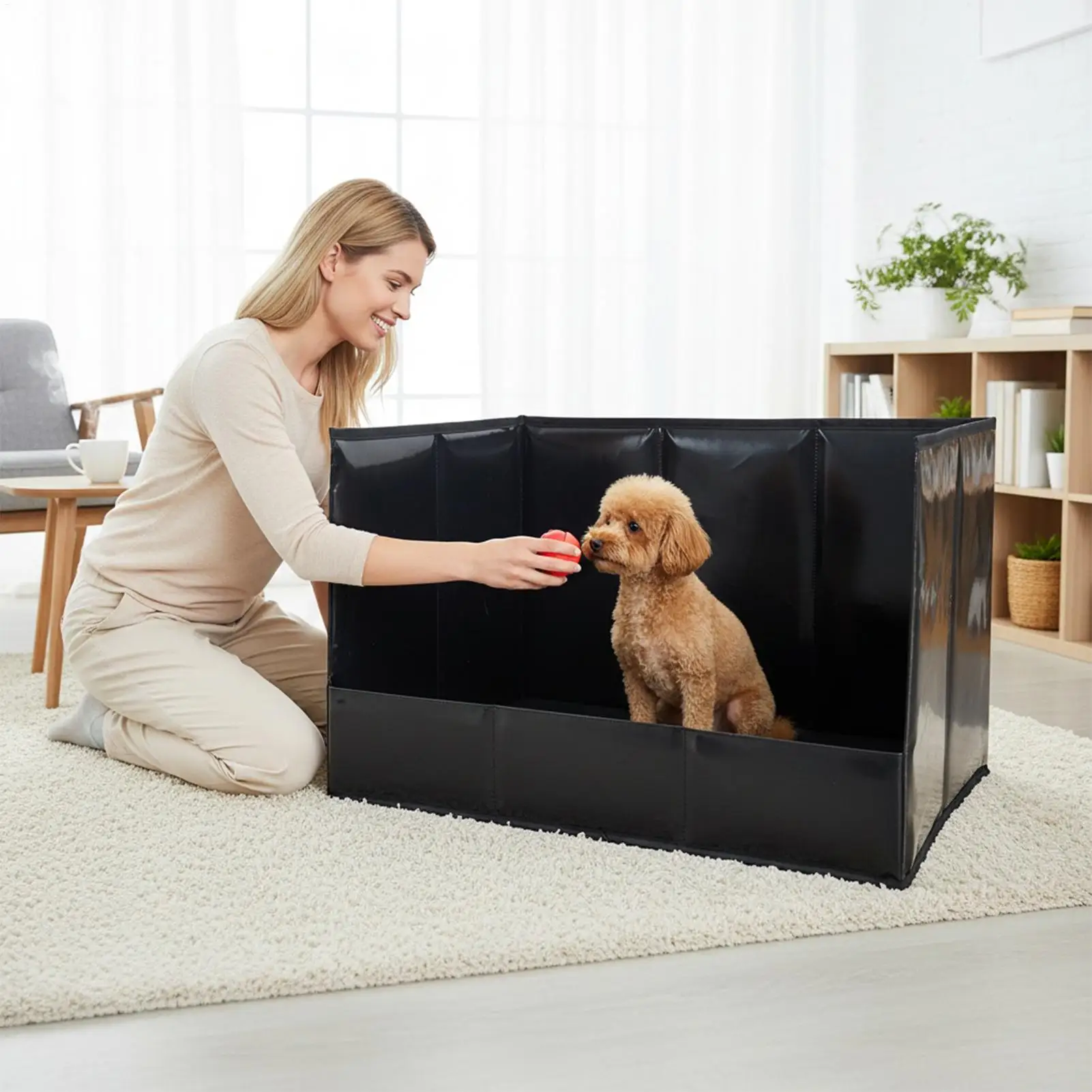 

Dog Pee Tray High Walls Portable Folding Waterproof Puppy Potty Tray Dog Bathroom For Home Apartment Living Room Outdoor Balcony