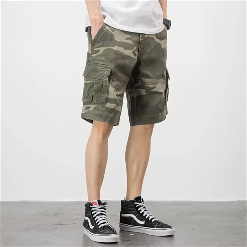 New Trendy Camouflage Workwear Shorts Men's Loose-fit Summer Thin American Style Casual Pants Balance Casual Shorts