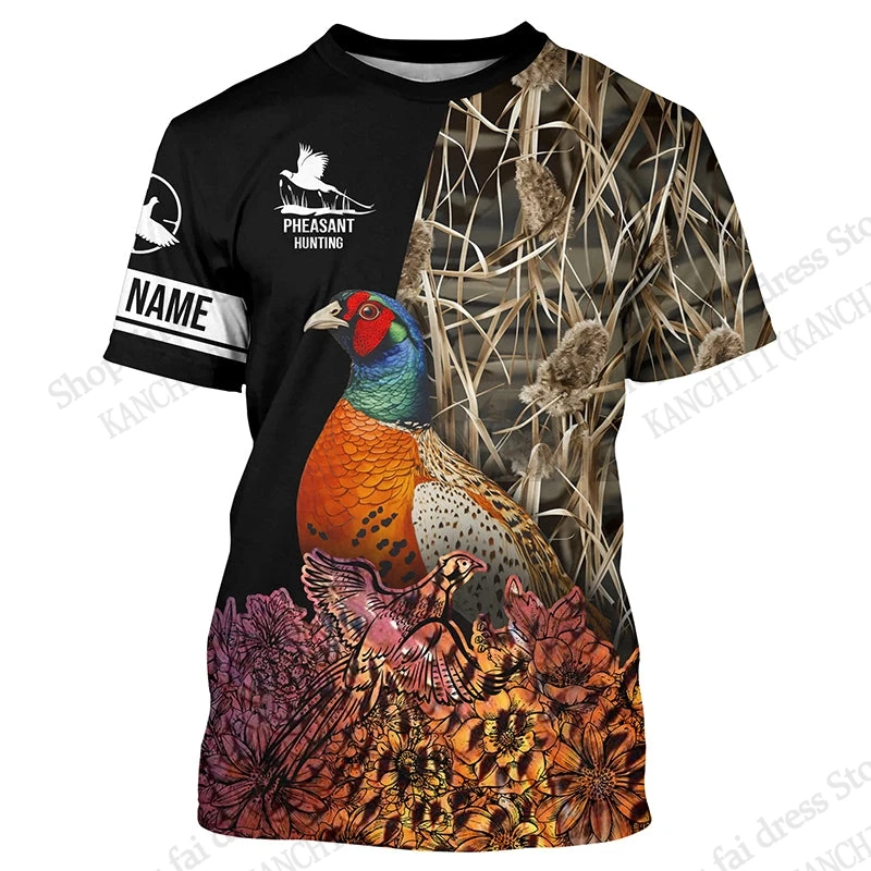 New Dog Pheasant Hunting Camo 3D Print T-shirt Men Women Fashion Oversized Short Sleeve Outdoor Tops Tees Mens Clothing Animal
