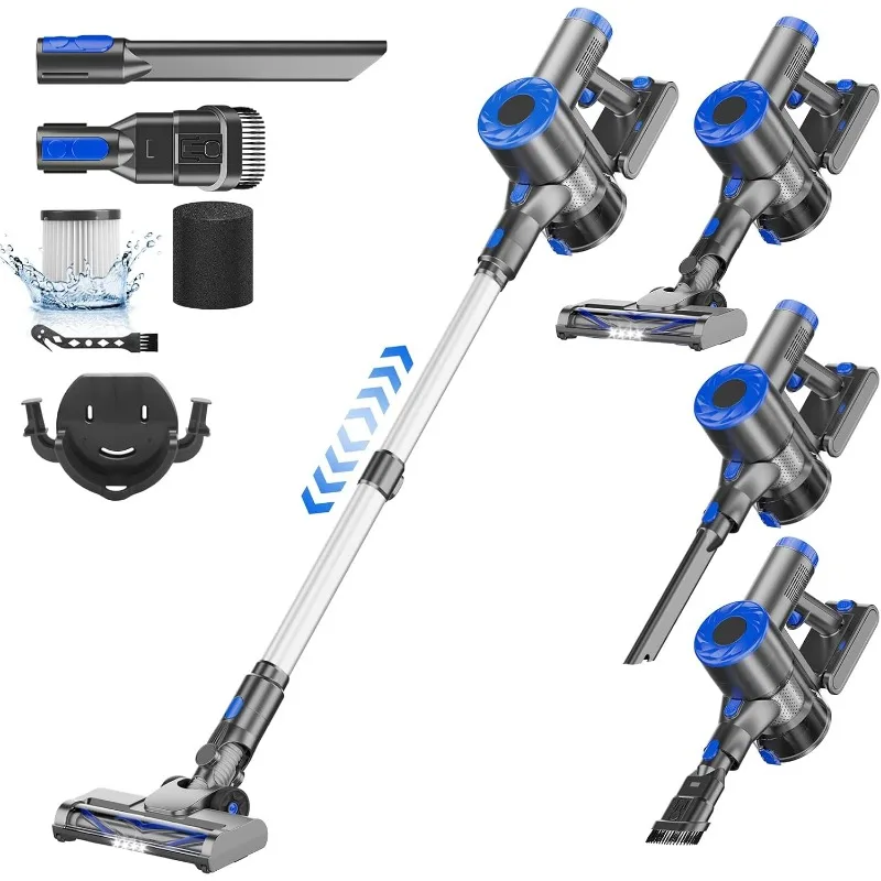 

Cordless vacuum cleaner, high power suction vacuum cleaner, 6 in 1 lightweight free standing for household cleaning