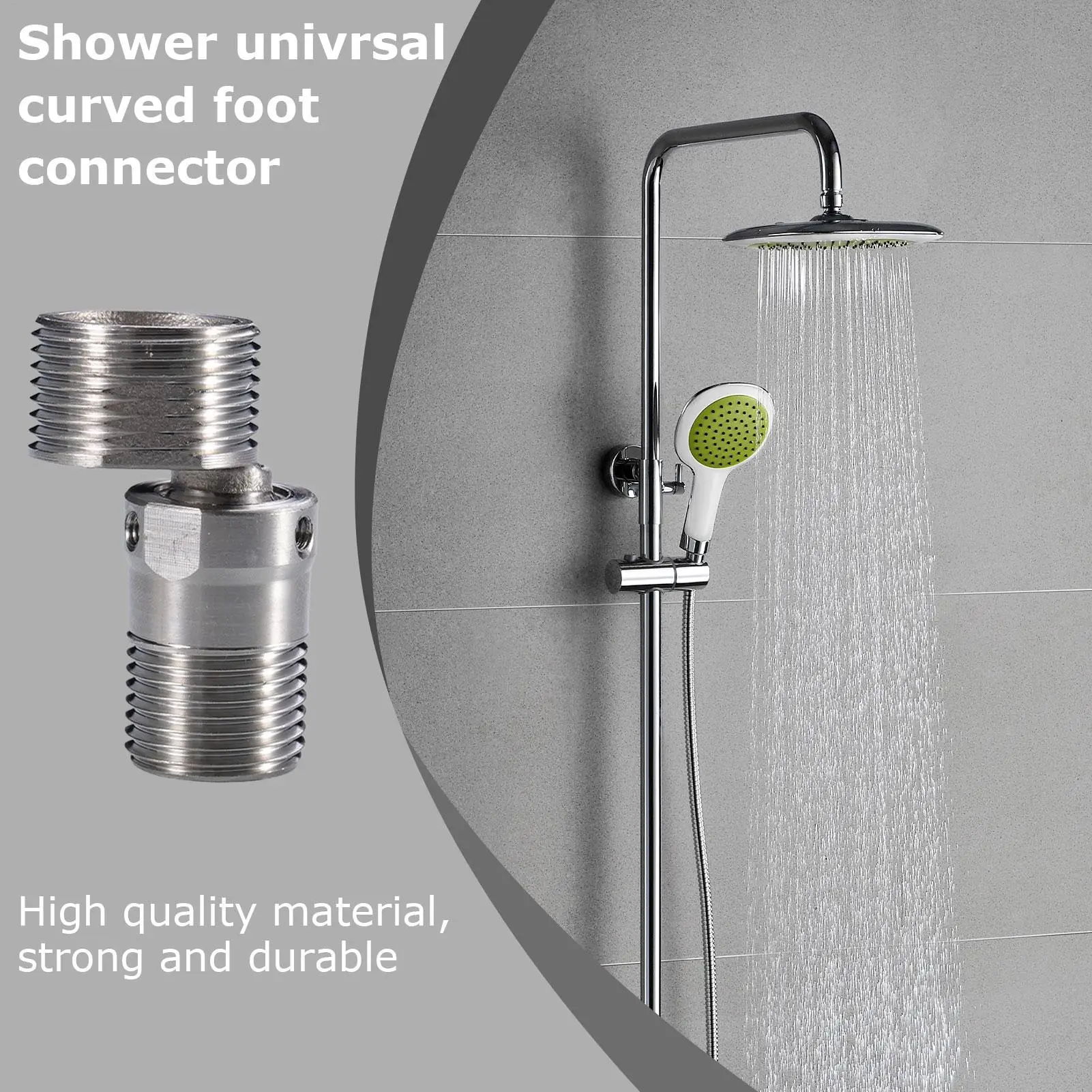 Adjustable Shower Faucet Angle Adapter Adjustable Angled Curved Faucet Foot Stainless Steel Sturdy Shower Shower Head Component