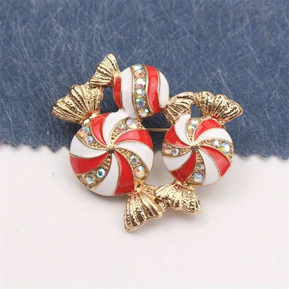 1 Piece Of New Fall And Winter Suitable For Halloween Gift Inlaid Rhinestone Candy Brooch
