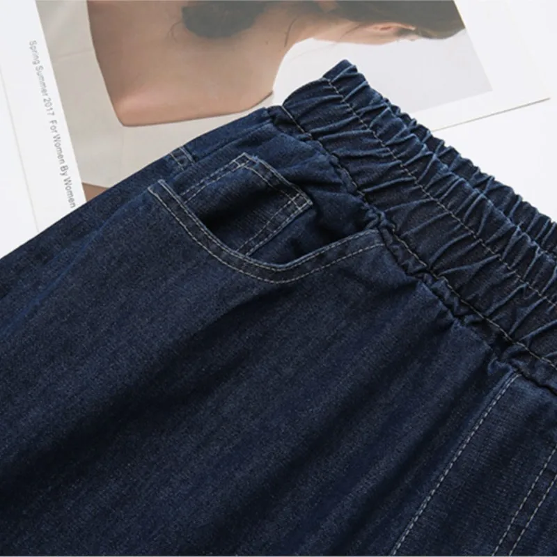 2023 Autumn Clothes Plus Size Jeans Women High Waist Loose Casual Solid Color Denim Straight Leg Pants Curve S74 1137