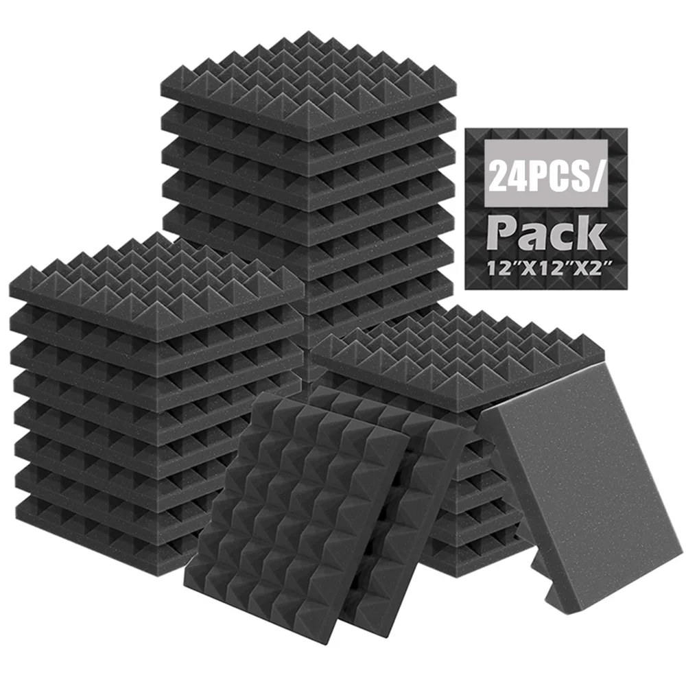 

24Pcs/Pack Mixed 30x30x5cm Studio Pyramid Acoustic Foam Panels Sound Absorbing KTV Drum Room Soundproof Foam Wall Sponge Pads