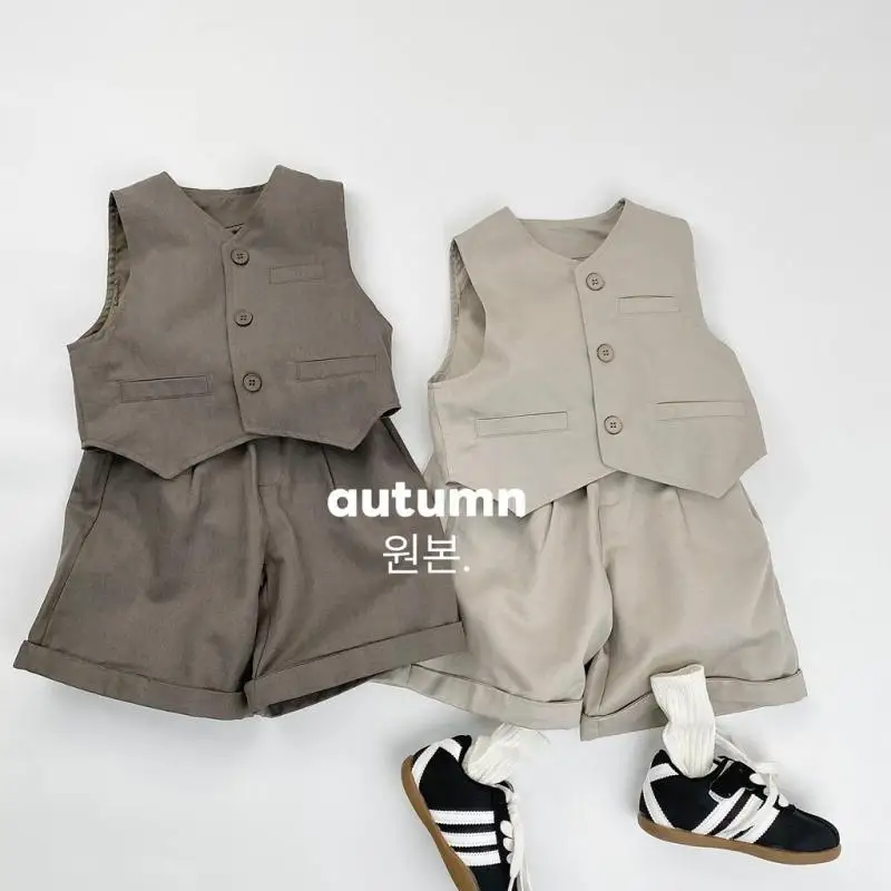 

2025 Autumn New Children Casual Vest British Style Boys Girls Sleeveless Vest Jacket Baby Vintage Coat Solid Kids Clothes