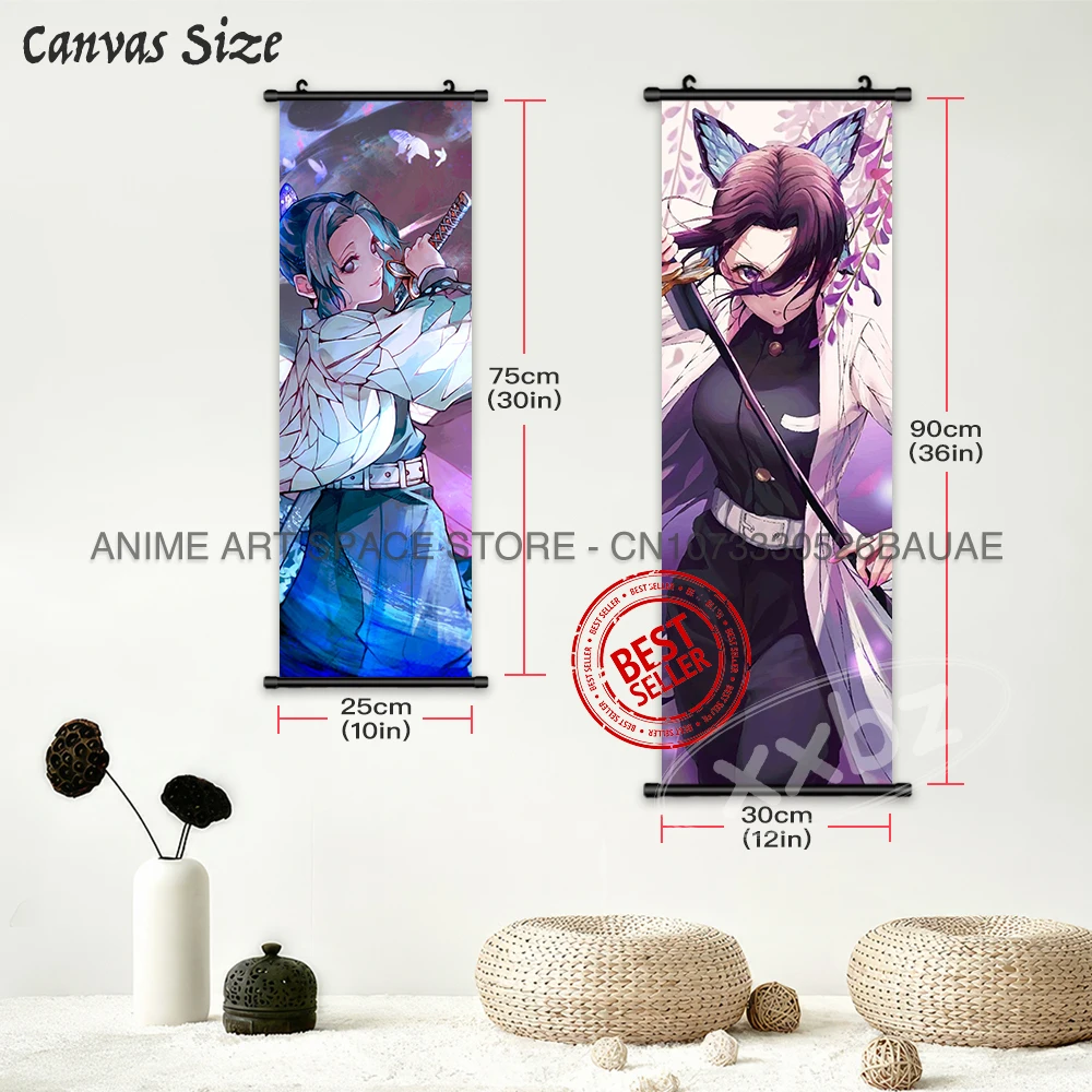 Dämon Slayer Hängende Malerei Home Decor Kamado Tanjirou Wand Kunst Anime Poster Uzui Tengen Leinwand Schriftrollen Bilder Wohnzimmer – Detail 5