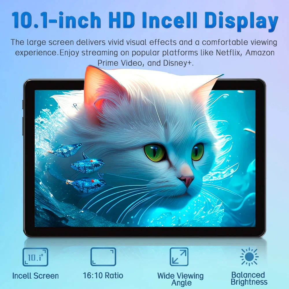 Tablet Android 15 da 10,1 pollici, 12 GB (6+6 GB)+128 GB, processore Octa-core, doppia fotocamera, doppi altoparlanti, 1280X800 IPS, batteria da 6000 mAh