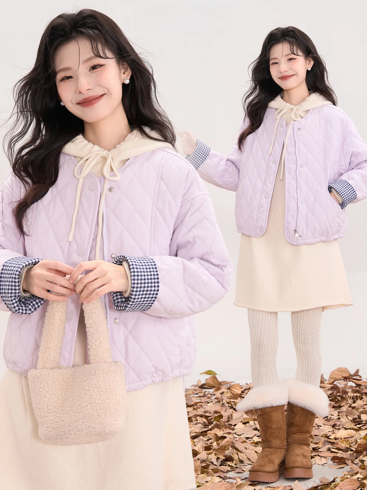 

Корейское зимнее пальто из мягкого стеганого хлопка с ромбовидным узором, удобное, длинное, свободного кроя