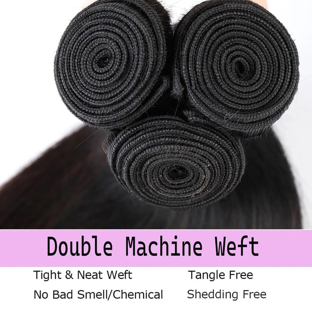 ブラジル産ロングストレートヘア 14-32 インチ 1/3/4 バンドルセール 100% 未処理バージン人毛バンドル ナチュラルブラックカラー