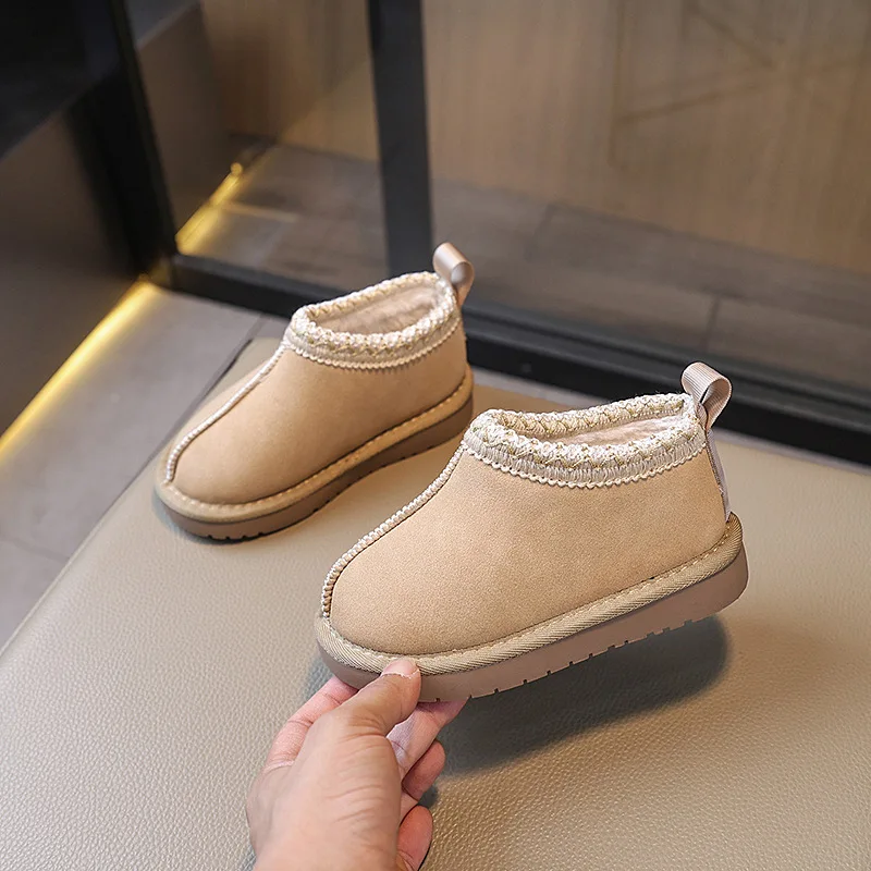 2025 Winter Kids Suede Snow Boots Toddler Fur Slippers Baby Shoes Ultra Girls Boy Low-top Warm Boot view 5