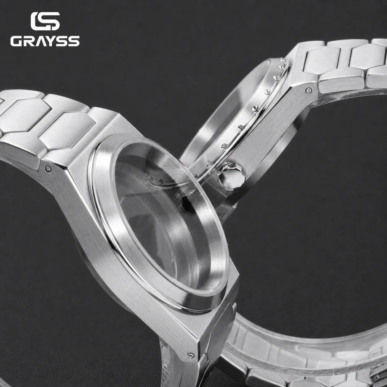Grayss Neues integriertes gebürstetes Edelstahl-Uhrengehäuse mit Armband, 37 mm, für SKX NH35 NH36, Saphir, 20 atm, wasserdicht, Mod-Teile – Detail 5